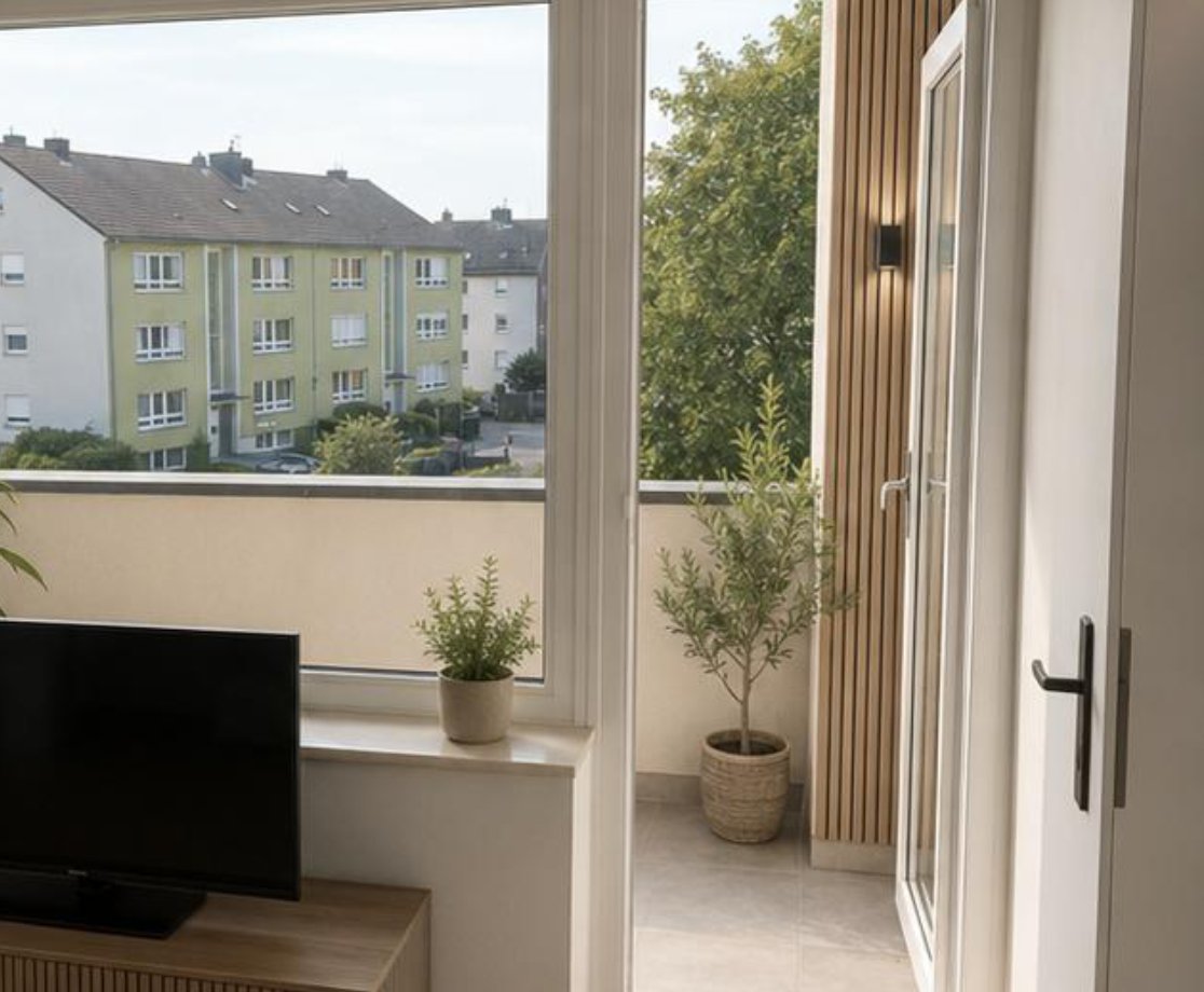 Wohnbereich mit Blick auf den Balkon
